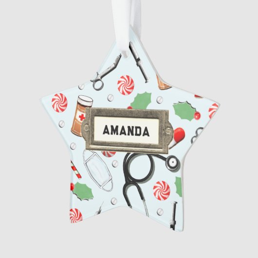 ナースクリスマスホリデーキープサケ オーナメント (正面)