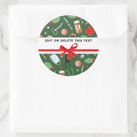 ナースクリスマスホリデーススクエアステッカー ラウンドシール (バッグ)