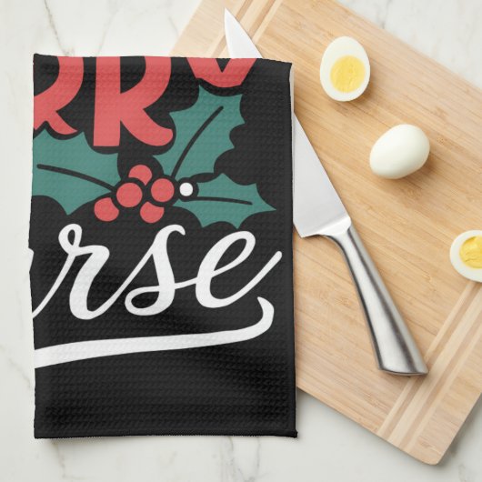 ナースクリスマスメリーナース授乳式ギフトホリデイ キッチンタオル (四つ折り)