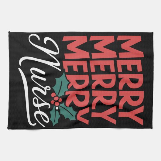 ナースクリスマスメリーナース授乳式ギフトホリデイ キッチンタオル (横)