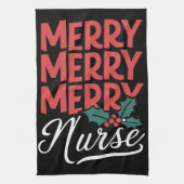 ナースクリスマスメリーナース授乳式ギフトホリデイ キッチンタオル (縦)