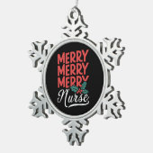ナースクリスマスメリーナース授乳式ギフトホリデイ スノーフレークピューターオーナメント (右)