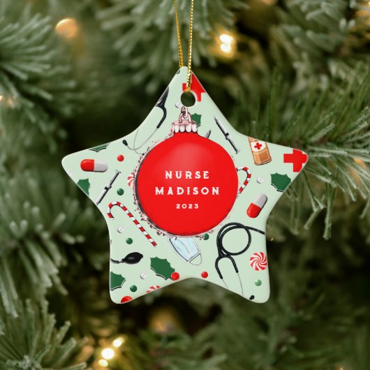 ナースクリスマス収集可能なセラミックオーナメント セラミックオーナメント (ツリー)