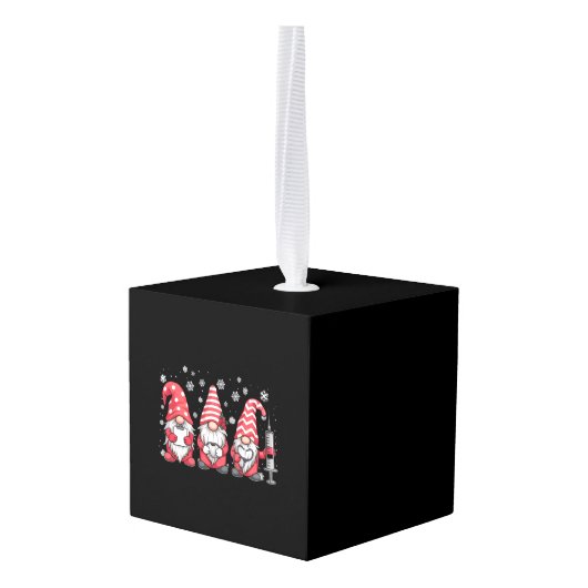 ナースクリスマス格言かわいいクリスマススクラブ キューブオーナメント (裏面アングル)