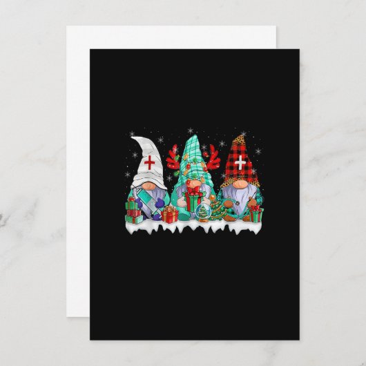 ナースクリスマス格言かわいいナースクリスマスパジャマPJ 招待状 (正面/裏面)