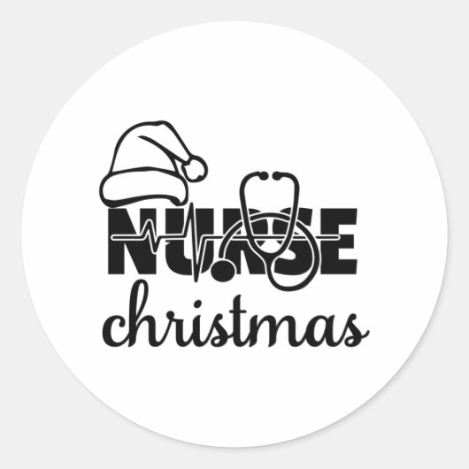 ナースクリスマスPNG ラウンドシール (正面)