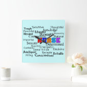 ナースクロック「説明する単語」 スクエア壁時計 (ホーム)