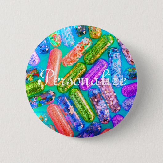 ナースグリッター薬かわいい 缶バッジ (正面)