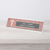 ナースケースマネージャ医療バラ金ゴールドグリッター デスクネームプレート (正面)