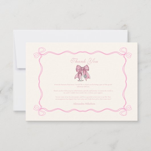ナースコケットピンクボウエレガント卒業 サンキューカード (正面)