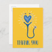 ナースサンキューステソスコープ青感謝してい黄 ポストカード (正面/裏面)