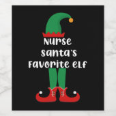 ナースサンタのお気に入りの小妖精や小人おもしろいナース ワインラベル (シングルラベル)