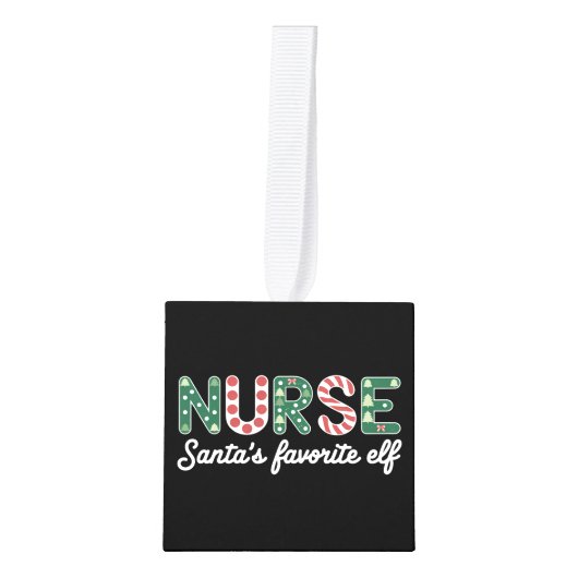 ナースサンタのお気に入りの小妖精や小人ライフナースデイギフト キューブオーナメント (正面)