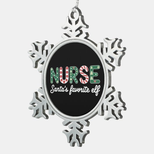 ナースサンタのお気に入りの小妖精や小人ライフナースデイギフト スノーフレークピューターオーナメント (右)