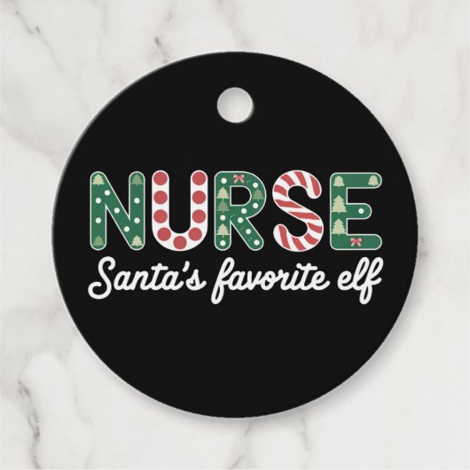 ナースサンタのお気に入りの小妖精や小人ライフナースデイギフト フェイバータグ (正面)