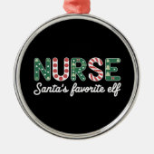 ナースサンタのお気に入りの小妖精や小人ライフナースデイギフト メタルオーナメント (正面)