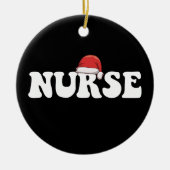 ナースサンタ帽子 クリスマス 看護 セラミックオーナメント (正面)