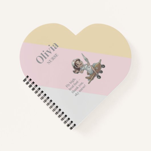 ナースサーモン背景ナース 飛んでいる ノートブック (正面)