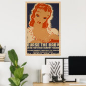 ナースザベビーWPAヴィンテージポスター ポスター (ホームオフィス)