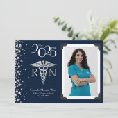 ナースシルバー卒業アナウンスネイビーブルー 招待状 (スタンド正面)