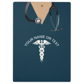 ナーススクラブトップティール(緑がかった色)医療パーソナライズされた クリップボード (裏面)