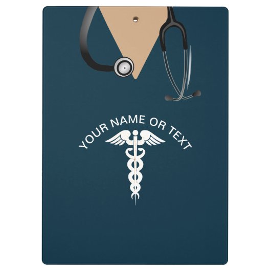 ナーススクラブトップティール(緑がかった色)医療パーソナライズされた クリップボード (裏面)