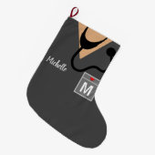 ナーススクラブパーソナライズされたトップモノグラム ラージクリスマスストッキング (正面 (吊り時))