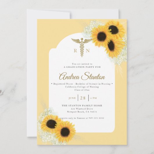 ナーススクール卒業生カドゥセウムサンフラワーフレーム 招待状