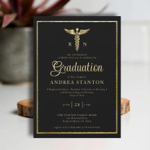 ナーススクール卒業金ゴールドフレームカドゥセウムブラック