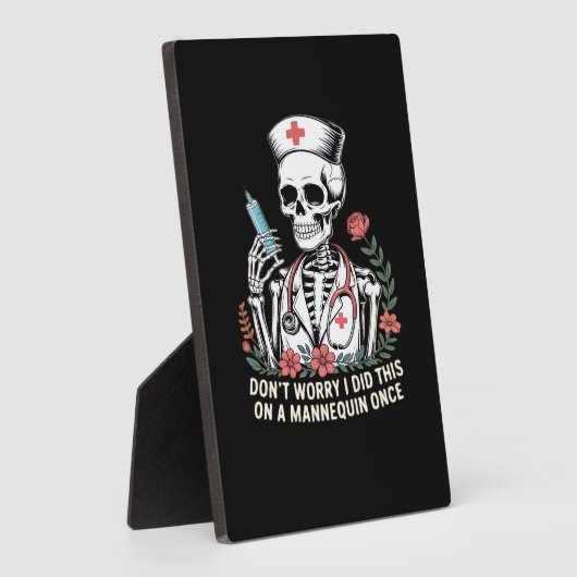 ナーススケルトンジョークユーモア半開きエッセンシャルT-Sh フォトプラーク (側面)