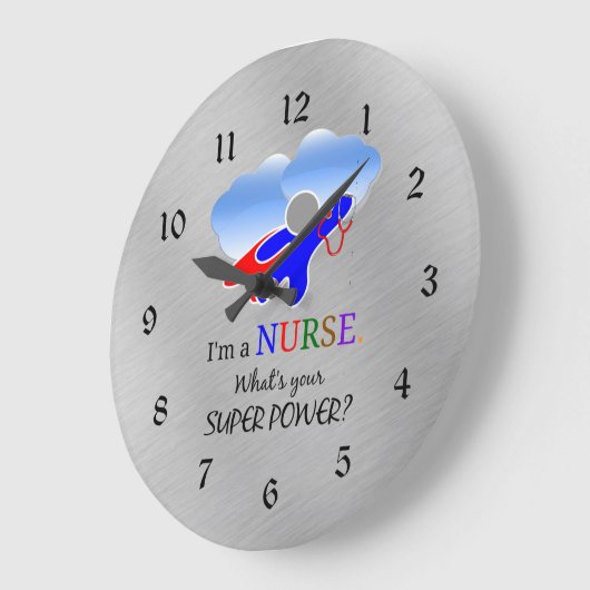 ナーススーパーヒーローユーモア ラージ壁時計 (傾斜)