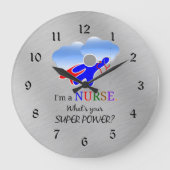ナーススーパーヒーローユーモア ラージ壁時計 (正面)
