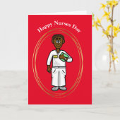 ナースズ・デイ・カード/黒男性ナース カード (黄色い花)