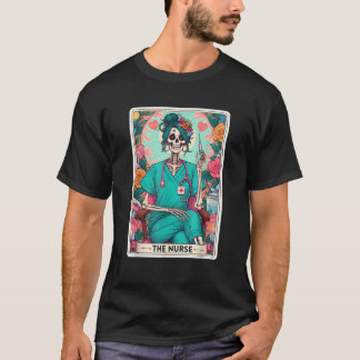 ナースタロットカードおもしろいスケルトンナースレジスタ Tシャツ