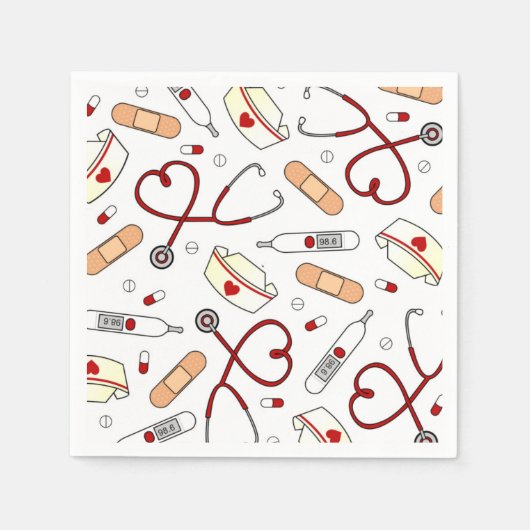 ナーステーマナプキンズホワイト スタンダードカクテルナプキン (正面)