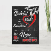 ナースデイグレートハート赤と白バラチョーク カード (正面)