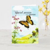 ナースデイバタフライフラワー カード (黄色い花)