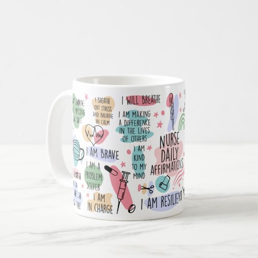 ナースデイリー確認コやる気を起こさせるーヒー コーヒーマグカップ (正面左)