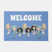 ナースドクターイラストレーションウェルカム病院 ドアマット (正面)