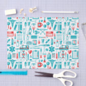 ナースドクタースタッフ医療機器パターン 薄葉紙 (クラフト)