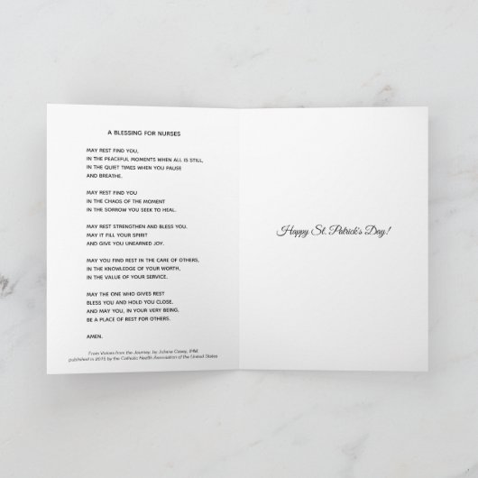 ナースドクターセントパトリックデ賛美イズ祈りの言葉 カード (内部)