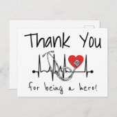 ナースドクターハート聴診器看護ありがとう ポストカード (正面/裏面)