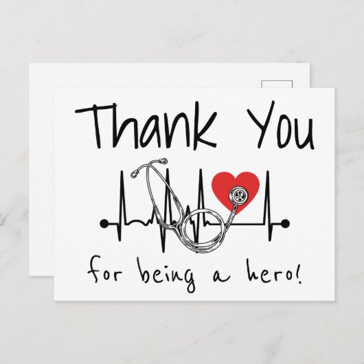 ナースドクターハート聴診器看護ありがとう ポストカード (正面/裏面)
