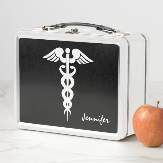 ナースドクターメディカルカデュセス白黒 メタルランチボックス (インサイチュ)