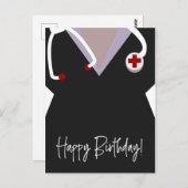 ナースドクターヴェットキャラクターユニフォーム誕生日 ポストカード (正面/裏面)