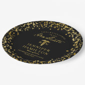 ナースドクター卒業エレガント金ゴールドブラック ペーパープレート (アングル)