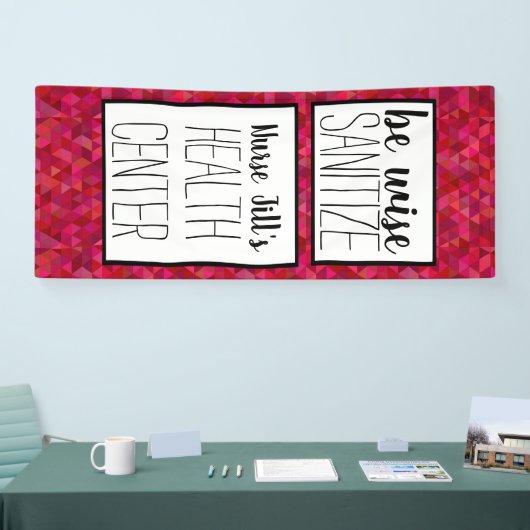 ナースドパーソナライズされたアデコール、赤ピンクのジオメトリ 横断幕 (トレードショー)