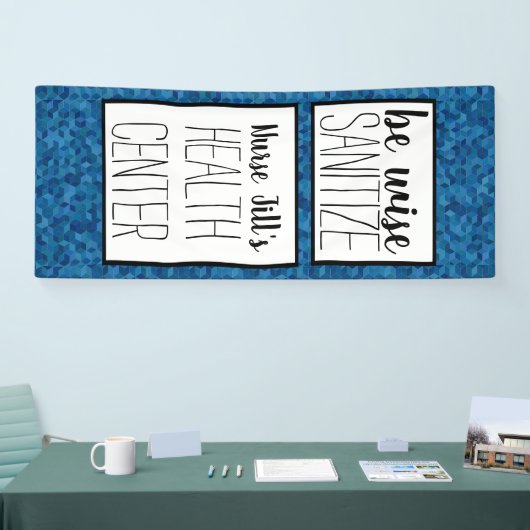 ナースドパーソナライズされたアデコール、青のジオメトリ 横断幕 (トレードショー)