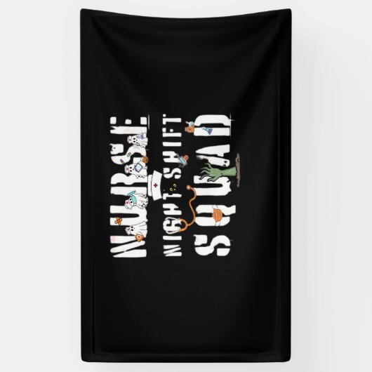 ナースナイトシフトハロウィンクラシックスクワッドTシャツ 横断幕 (縦)