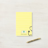 ナースハット医療聴診器パーソナライズされたイエロー ポストイット (デスク上)